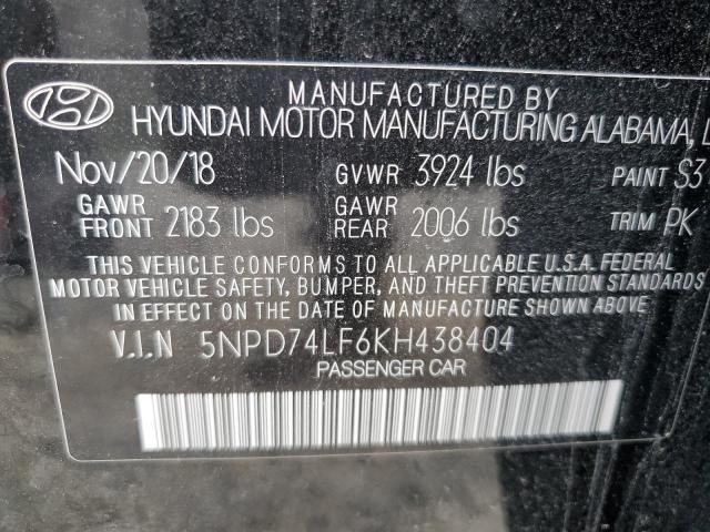 5NPD74LF6KH438404 - 2019 HYUNDAI ELANTRA SE BLACK photo 13