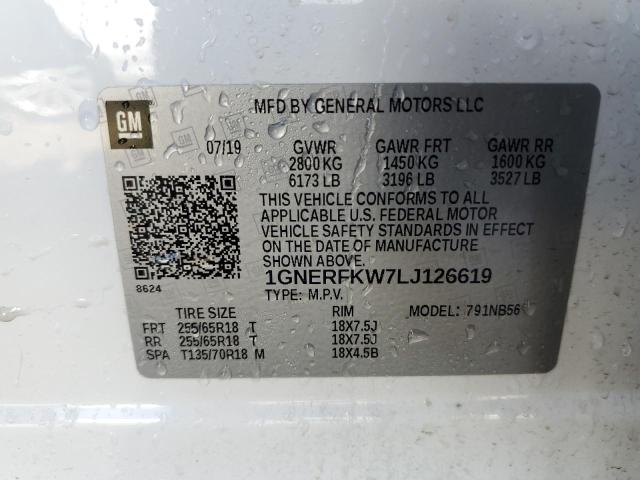 1GNERFKW7LJ126619 - 2020 CHEVROLET TRAVERSE LS WHITE photo 13