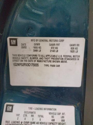 1G2NF52FX3C175835 - 2003 PONTIAC GRAND AM SE1 BLUE photo 12