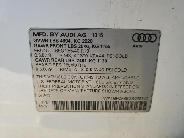 WA1GFCFS8GR009147 - 2016 AUDI Q3 PRESTIGE WHITE photo 12