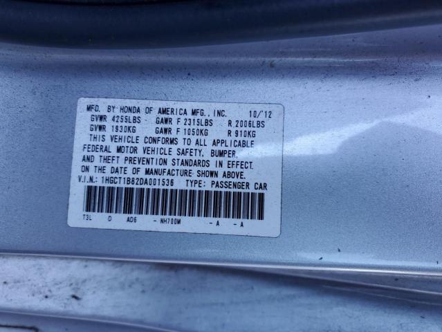 1HGCT1B82DA001536 - 2013 HONDA ACCORD EXL SILVER photo 12