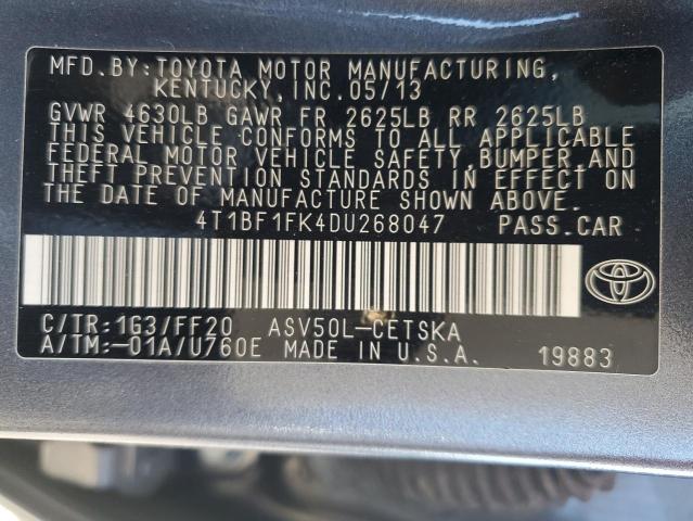 4T1BF1FK4DU268047 - 2013 TOYOTA CAMRY L GRAY photo 13