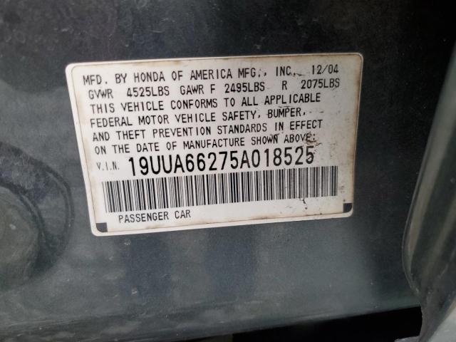 19UUA66275A018525 - 2005 ACURA TL TWO TONE photo 12