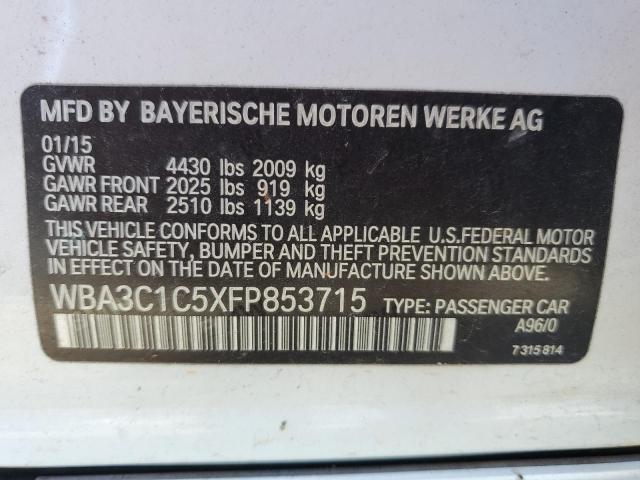 WBA3C1C5XFP853715 - 2015 BMW 328 I SULEV WHITE photo 13