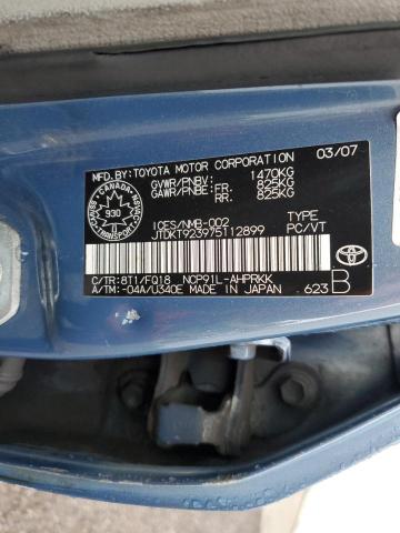 JTDKT923975112899 - 2007 TOYOTA YARIS BLUE photo 12