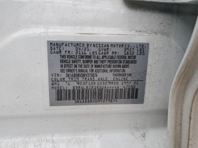 3N1AB8BV0MY279874 - 2021 NISSAN SENTRA S WHITE photo 12