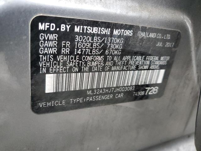 ML32A3HJ7JH003083 - 2018 MITSUBISHI MIRAGE ES GRAY photo 12