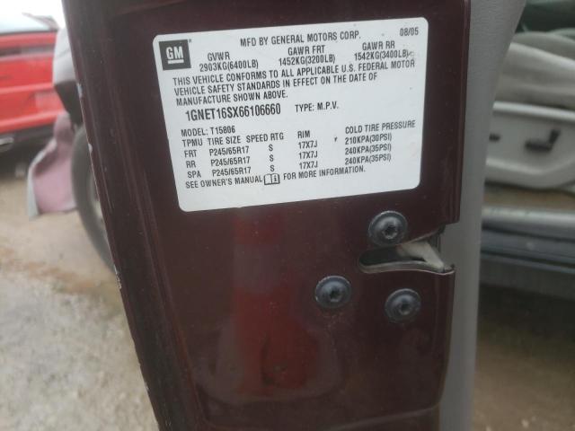 1GNET16SX66106660 - 2006 CHEVROLET TRAILBLAZE EXT LS MAROON photo 13