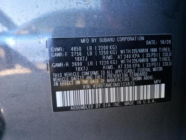 4S4BTAMC0M3123873 - 2021 SUBARU OUTBACK LIMITED GRAY photo 13