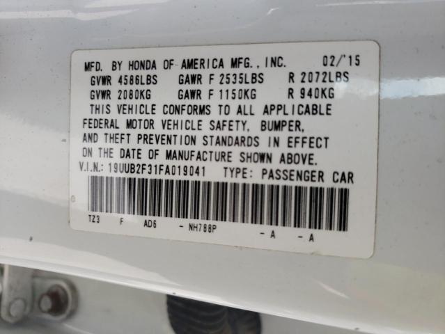 19UUB2F31FA019041 - 2015 ACURA TLX WHITE photo 10