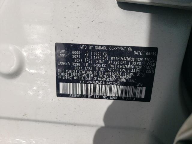 4S4WMAMD4L3421543 - 2020 SUBARU ASCENT LIMITED WHITE photo 14