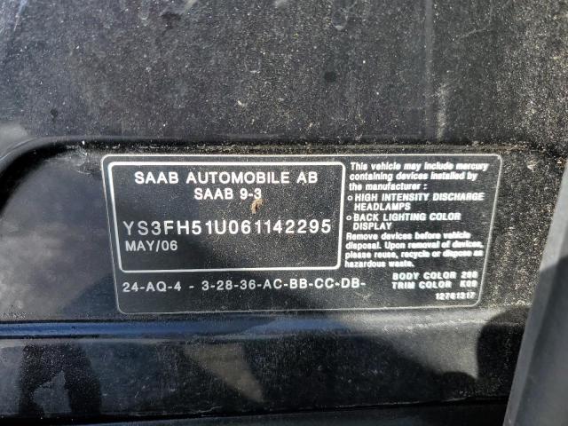 YS3FH51U061142295 - 2006 SAAB 9-3 AERO BLACK photo 13