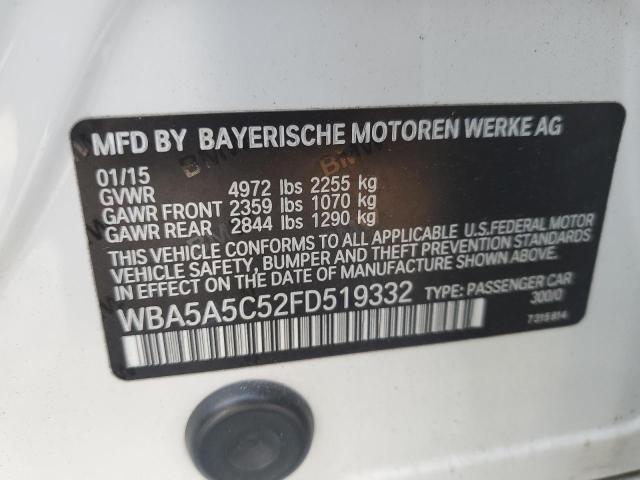 WBA5A5C52FD519332 - 2015 BMW 528 I WHITE photo 12