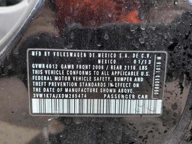 3VW1K7AJXDM265474 - 2013 VOLKSWAGEN JETTA BASE Qara foto 12