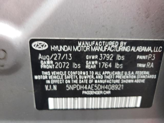 5NPDH4AE5DH408921 - 2013 HYUNDAI ELANTRA GLS GRAY photo 12