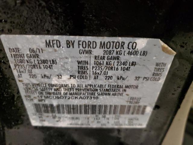 1FMCU9D72CKA07310 - 2012 FORD ESCAPE XLT BLACK photo 13