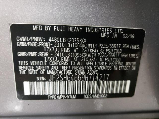 JF2SH64669H714217 - 2009 SUBARU FORESTER 2.5X LIMITED SILVER photo 13