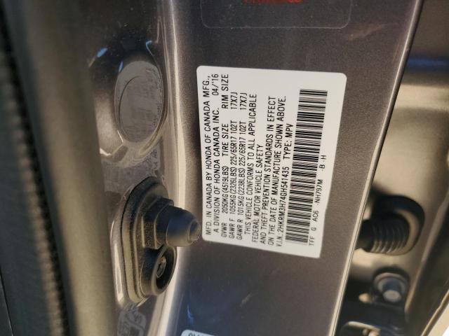 2HKRM3H74GH541435 - 2016 HONDA CR-V EXL CHARCOAL photo 12