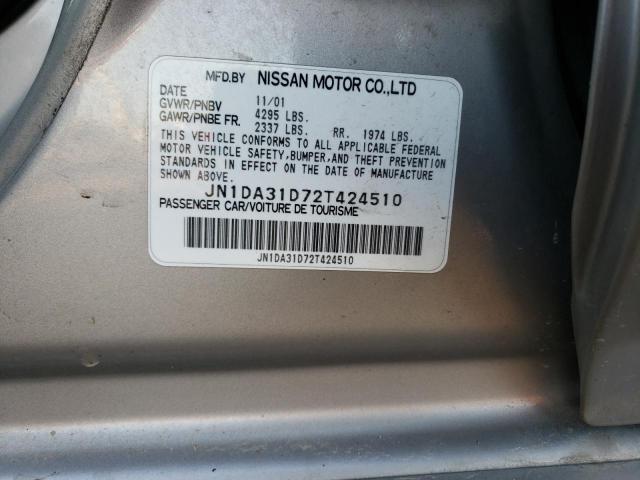 JN1DA31D72T424510 - 2002 NISSAN MAXIMA GLE SILVER photo 12