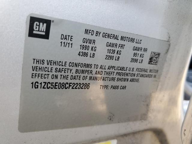 1G1ZC5E08CF223286 - 2012 CHEVROLET MALIBU 1LT SILVER photo 12