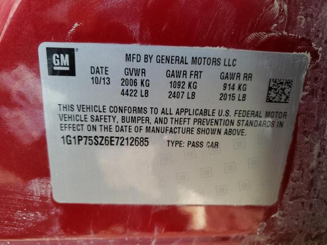 1G1P75SZ6E7212685 - 2014 CHEVROLET CRUZE RED photo 12