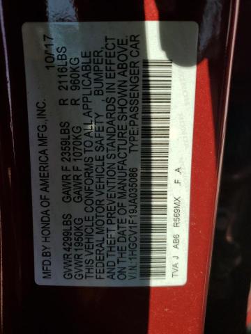 1HGCV1F19JA035086 - 2018 HONDA ACCORD LX RED photo 12