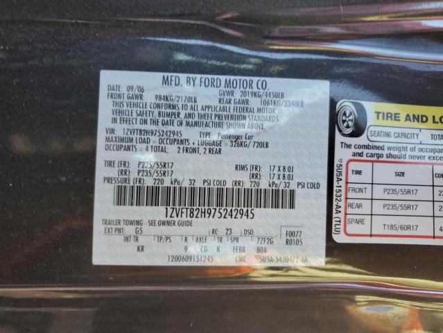 1ZVFT82H975242945 - 2007 FORD MUSTANG GT GRAY photo 12