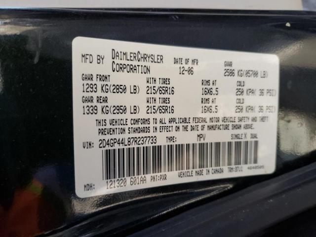 2D4GP44L87R237733 - 2007 DODGE GRAND CARA SXT BLACK photo 13