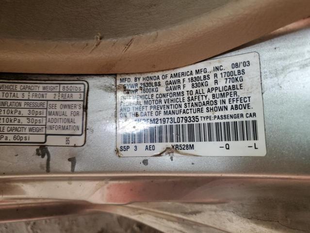 1HGEM21973L079335 - 2003 HONDA CIVIC EX SILVER photo 13