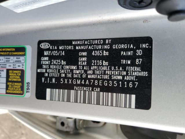 5XXGM4A78EG351167 - 2014 KIA OPTIMA LX SILVER photo 12