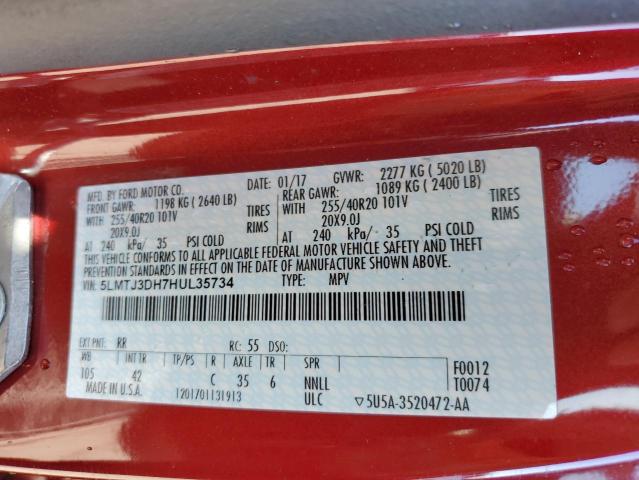 5LMTJ3DH7HUL35734 - 2017 LINCOLN MKC RESERVE Burdeos foto 13