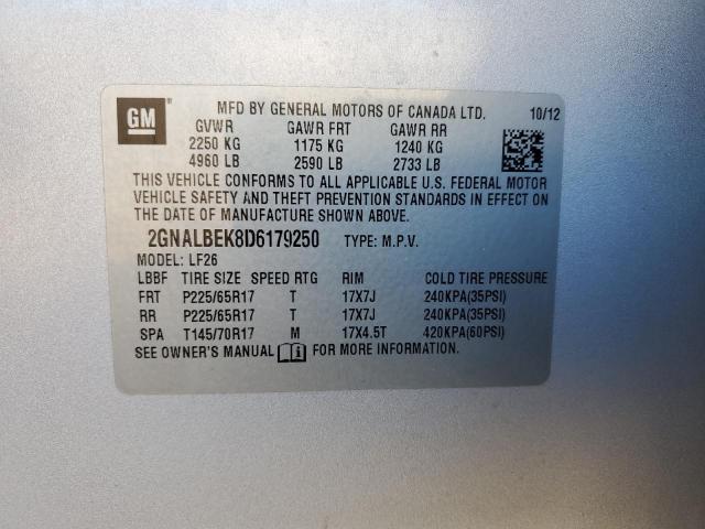 2GNALBEK8D6179250 - 2013 CHEVROLET EQUINOX LS SILVER photo 12