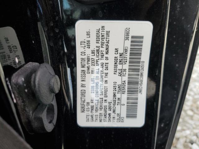 JNKCV64E28M124510 - 2008 INFINITI G37 BASE BLACK photo 12