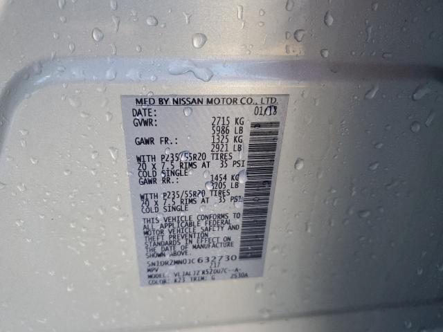 5N1DR2MN0JC632730 - 2018 NISSAN PATHFINDER S 银色 照片 13