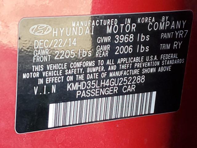 KMHD35LH4GU252288 - 2016 HYUNDAI ELANTRA GT RED photo 13