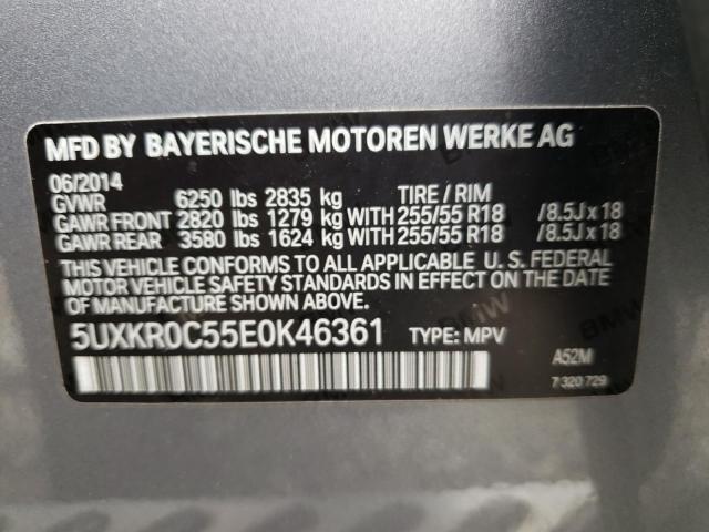 5UXKR0C55E0K46361 - 2014 BMW X5 XDRIVE35I GRAY photo 12