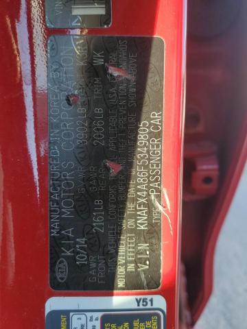 KNAFX4A86F5349805 - 2015 KIA FORTE EX RED photo 12