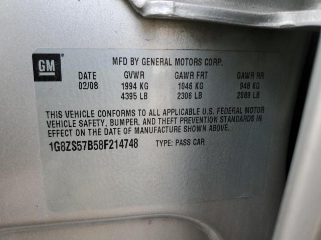 1G8ZS57B58F214748 - 2008 SATURN AURA XE SILVER photo 12