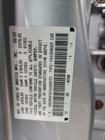 1HGCM66587A086073 - 2007 HONDA ACCORD EX SILVER photo 12