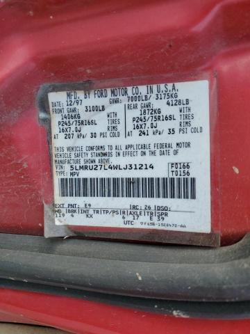 5LMRU27L4WLJ31214 - 1998 LINCOLN NAVIGATOR 勃艮第红 照片 13