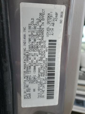 5TDBT44A42S099240 - 2002 TOYOTA SEQUOIA SR5 GRAY photo 13