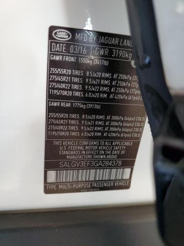 SALGV3EF3GA284378 - 2016 LAND ROVER RANGE ROVE AUTOBIOGRAPHY WHITE photo 14