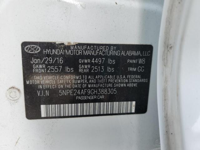 5NPE24AF9GH388305 - 2016 HYUNDAI SONATA SE WHITE photo 12