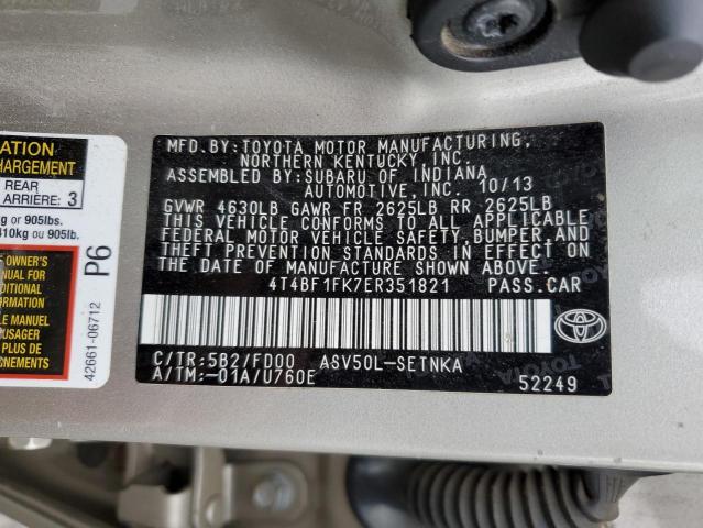 4T4BF1FK7ER351821 - 2014 TOYOTA CAMRY L BEIGE photo 13