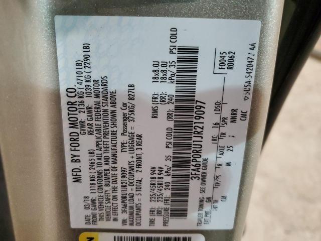 3FA6P0RU1JR219097 - 2018 FORD FUSION TITANIUM/PLATINUM HEV BEIGE photo 12