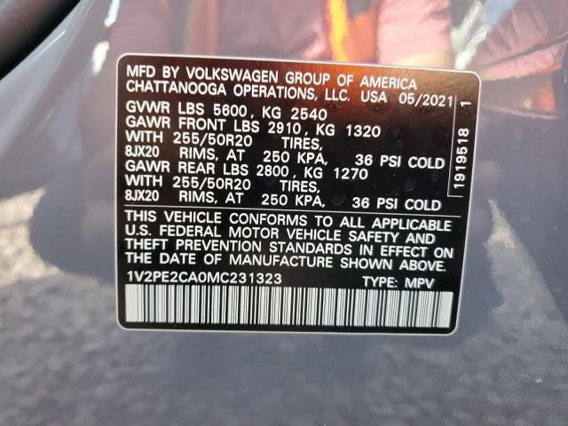 1V2PE2CA0MC231323 - 2021 VOLKSWAGEN ATLAS CROS SE Серый фото 12