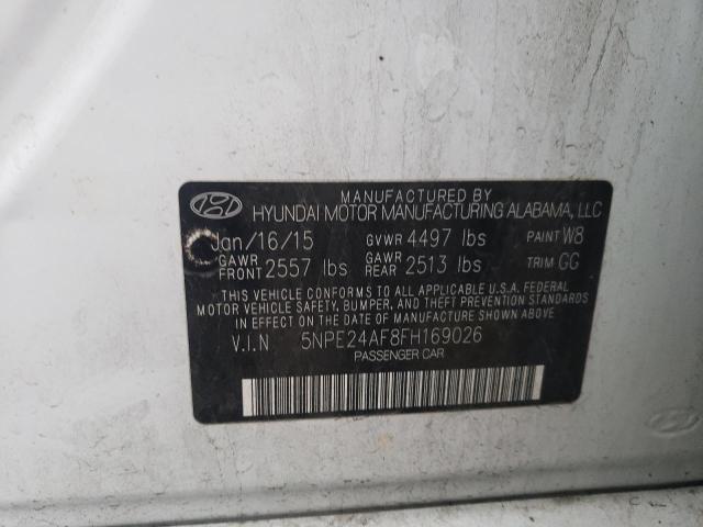 5NPE24AF8FH169026 - 2015 HYUNDAI SONATA SE WHITE photo 12