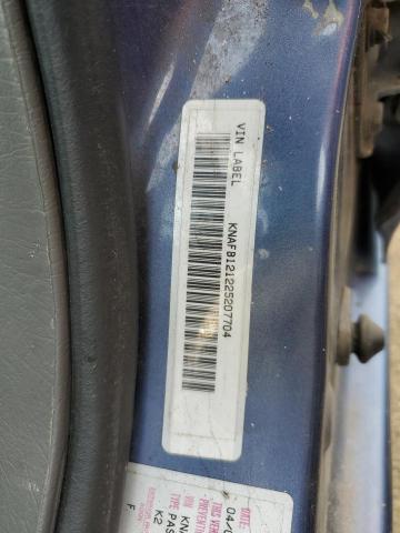 KNAFB121225207704 - 2002 KIA SPECTRA BASE BLUE photo 12