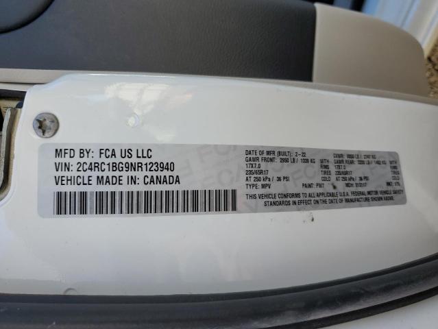 2C4RC1BG9NR123940 - 2022 CHRYSLER PACIFICA TOURING L WHITE photo 13