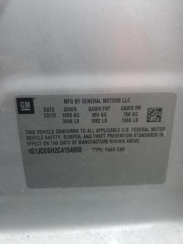 1G1JC6SH2C4154958 - 2012 CHEVROLET SONIC LT SILVER photo 12